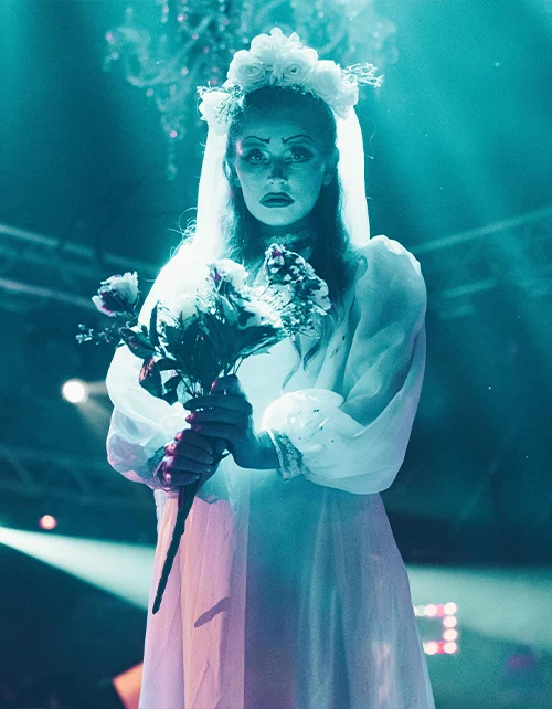 Performer Sposa Cadavere per spettacoli e feste a tema Halloween BGlare Performers