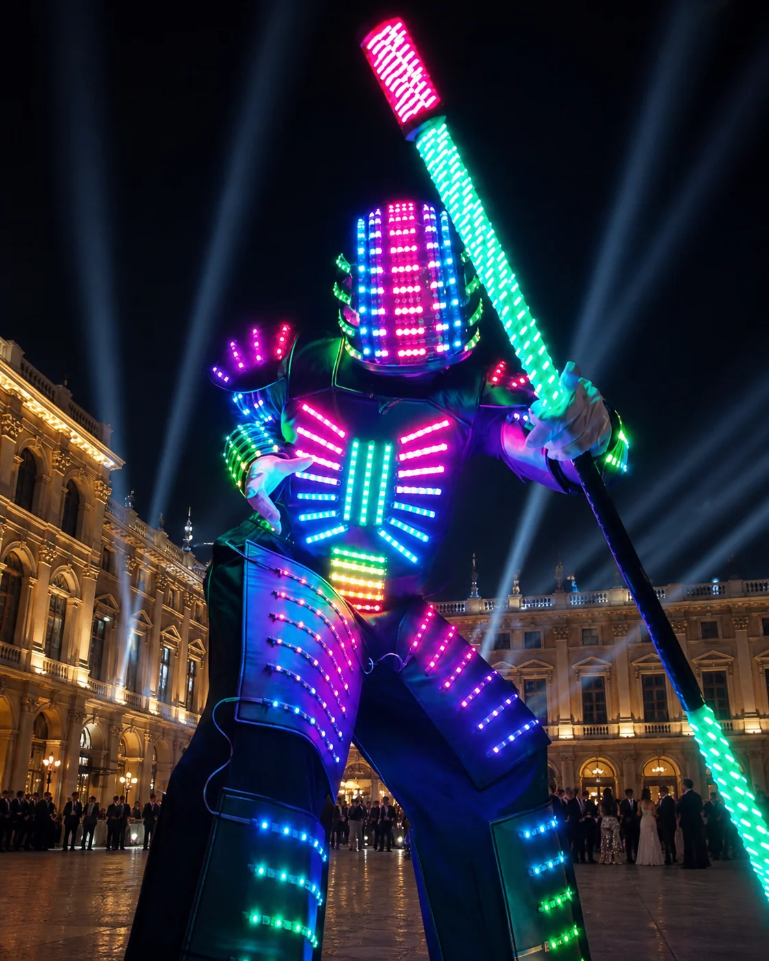 Trampoliere Robot LED durante un evento di gala